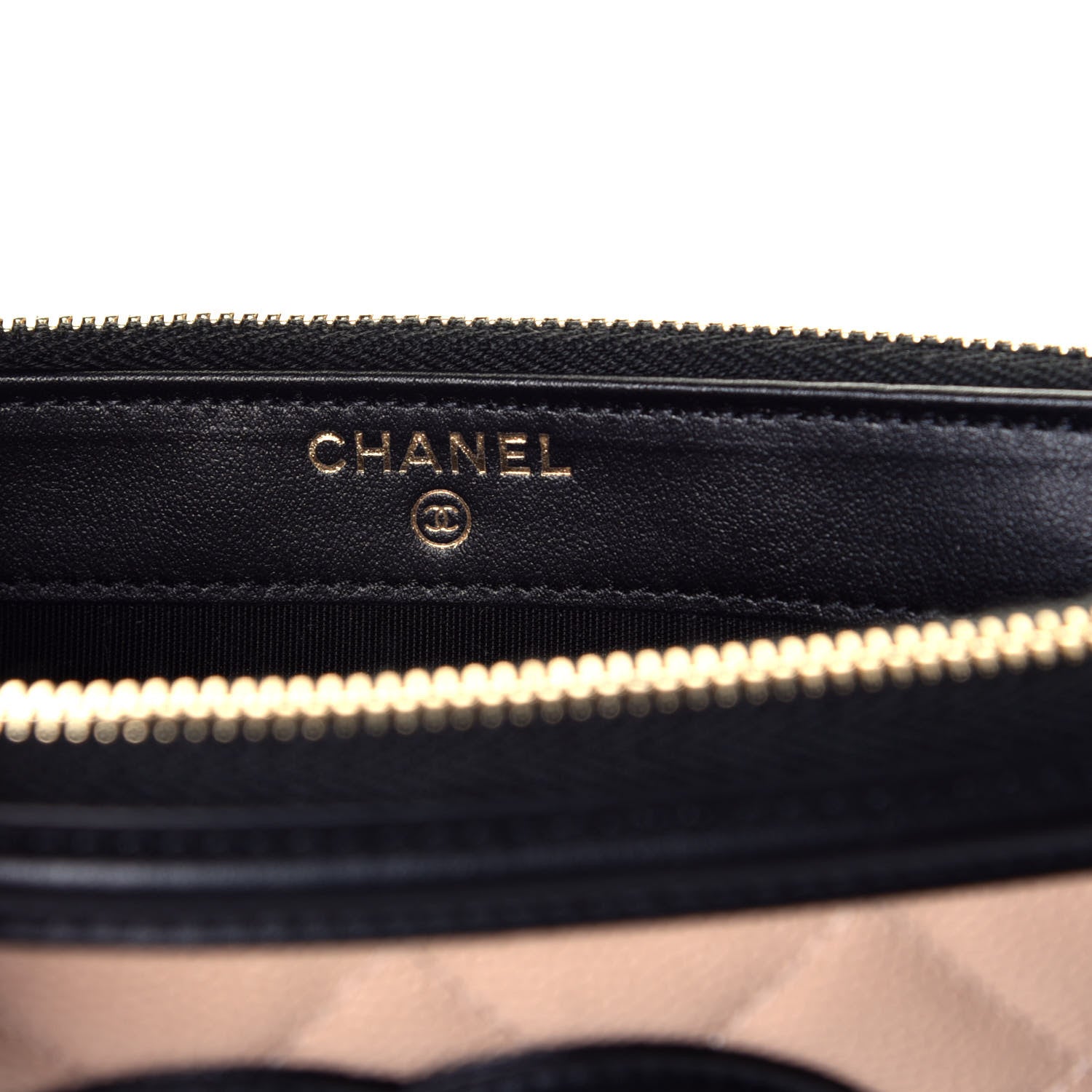 Chanel Caviar Quilted CC Filigree Clutch With Chain Beige Black 6 of 9