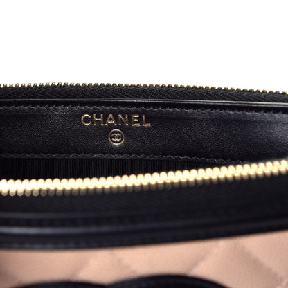 Chanel Caviar Quilted CC Filigree Clutch With Chain Beige Black 6 of 9