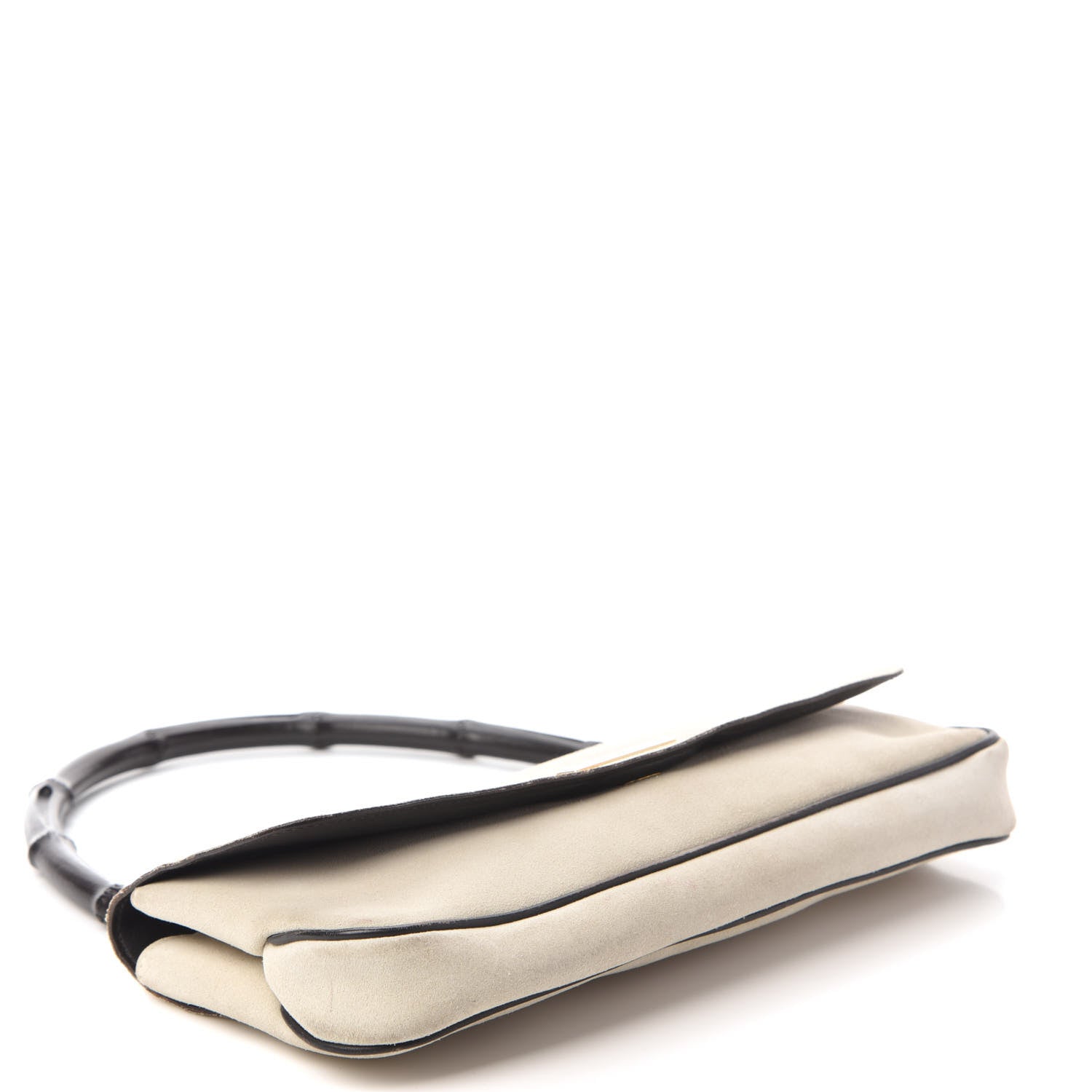 Gucci Suede Bamboo Handle Shoulder Bag White 4 of 11