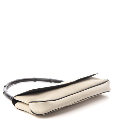Gucci Suede Bamboo Handle Shoulder Bag White 4 of 11