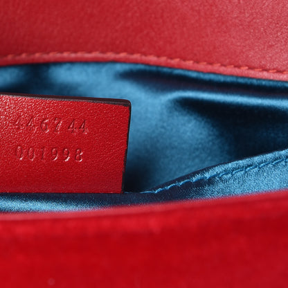 Gucci Velvet Matelasse Mini GG Marmont Shoulder Bag Hibiscus Red 7 of 12