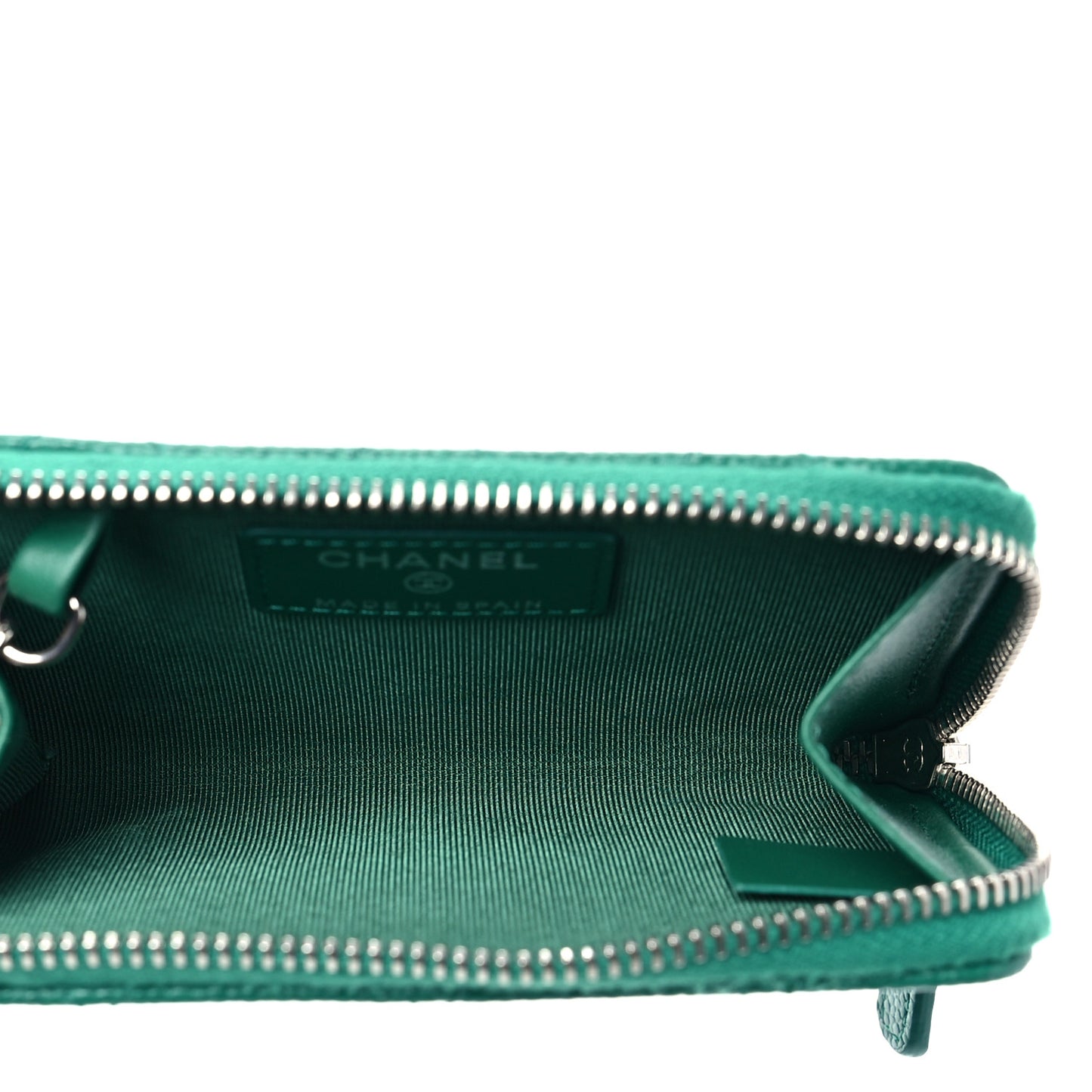 Caviar Quilted Zipped Key Holder Case Green