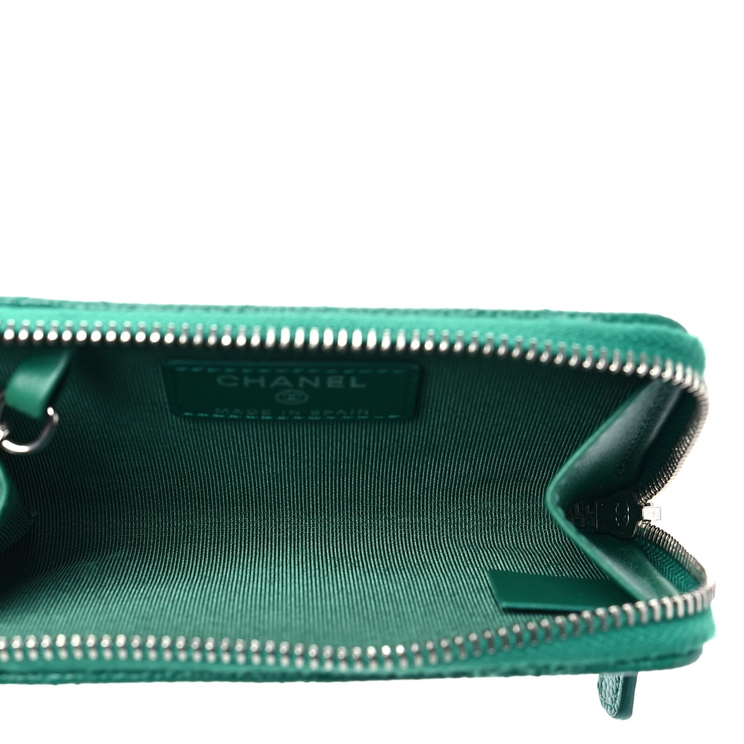 Chanel Caviar Quilted Zipped Key Holder Case Green 5 of 8