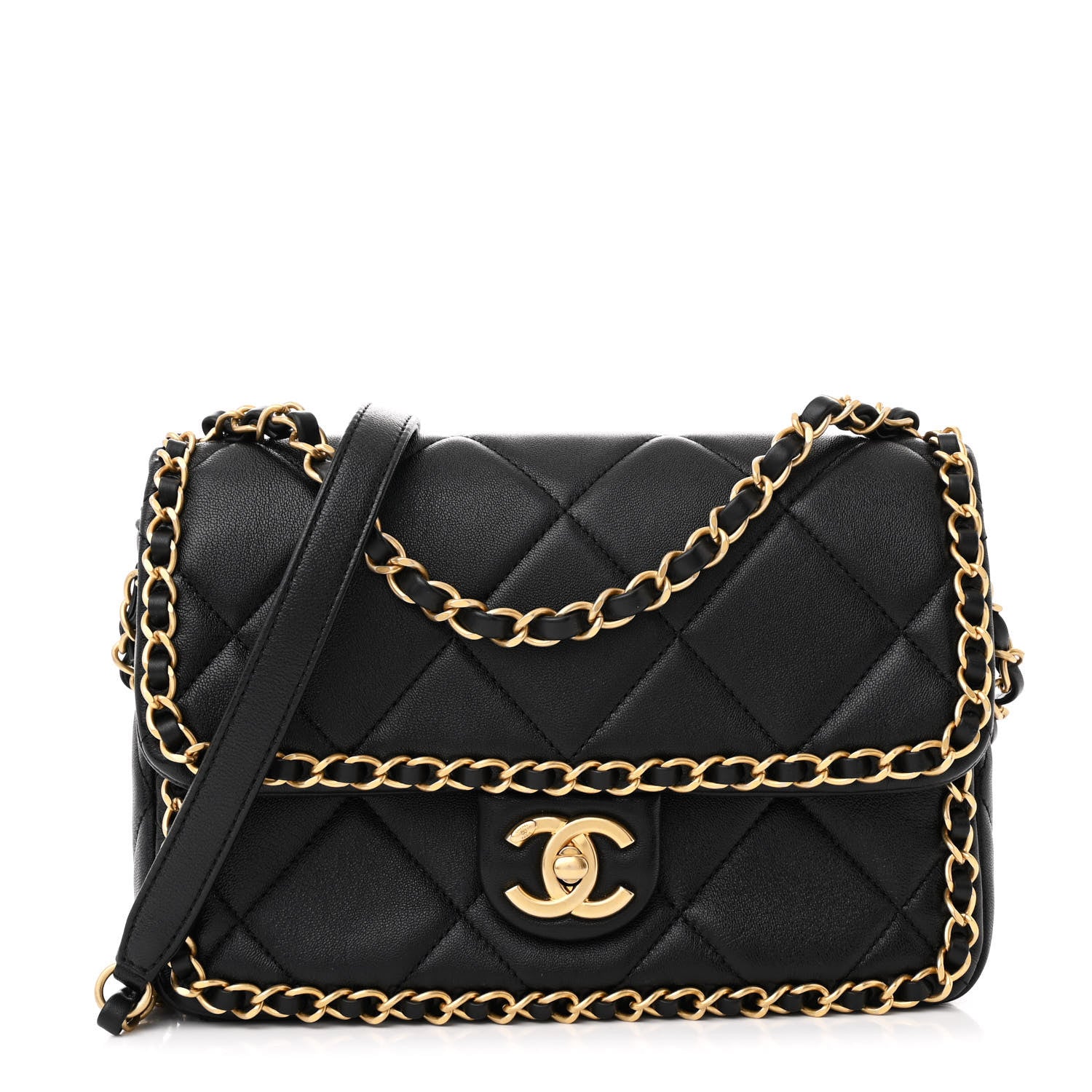 Chanel Lambskin Small Chain Around Top Handle Flap  Black 1 of 11