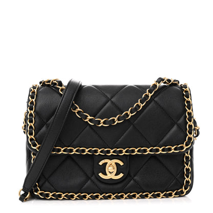 Chanel Lambskin Small Chain Around Top Handle Flap  Black 1 of 11