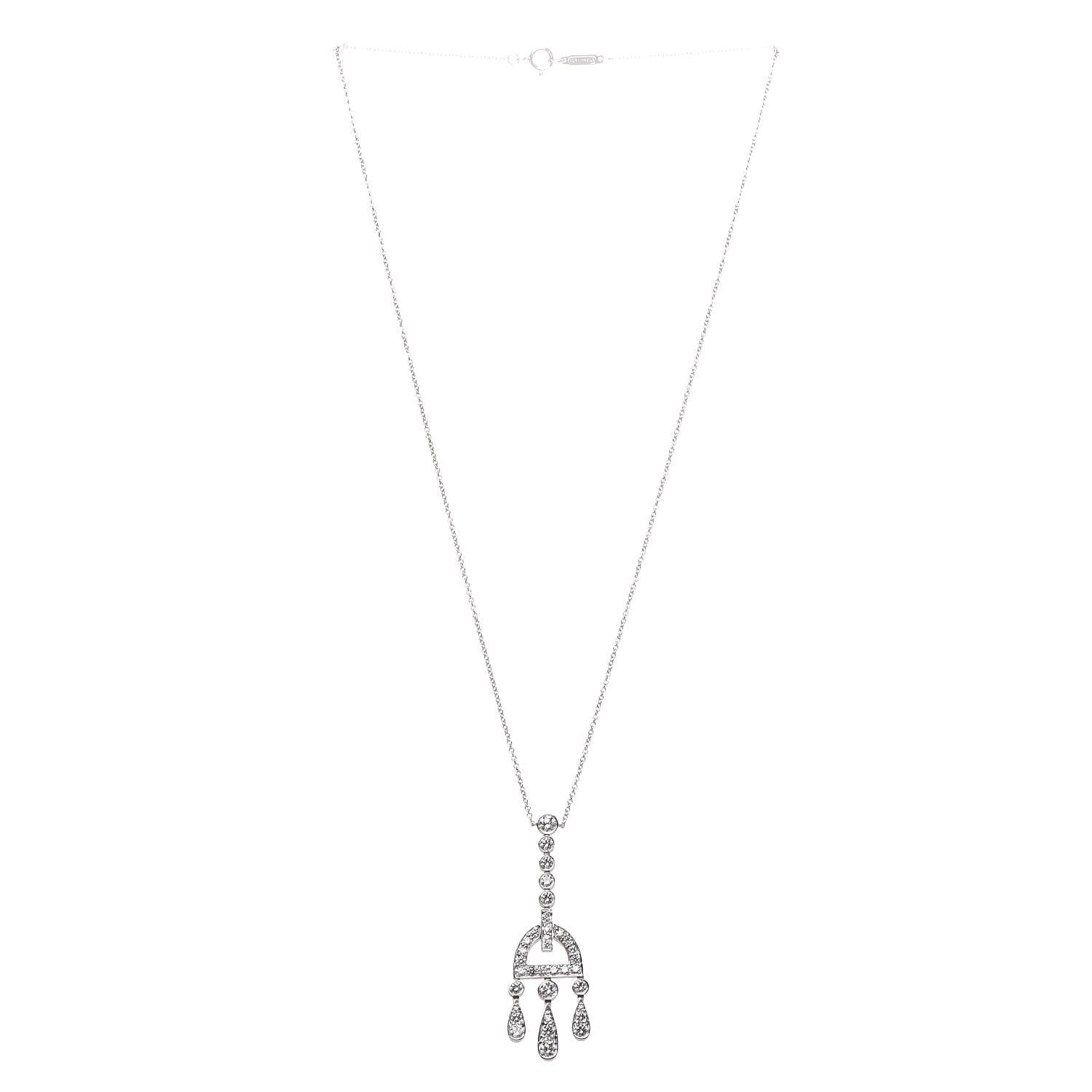 Tiffany Platinum Diamond Jazz Buckle Pendant Necklace 3 of 8