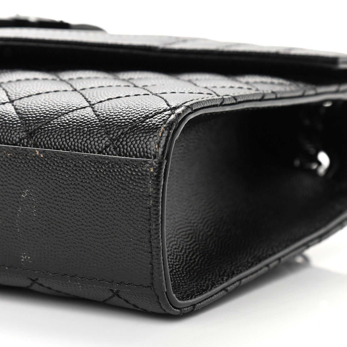 Grain De Poudre Textured Mixed Matelasse Triquilt Medium Monogram Satchel Black