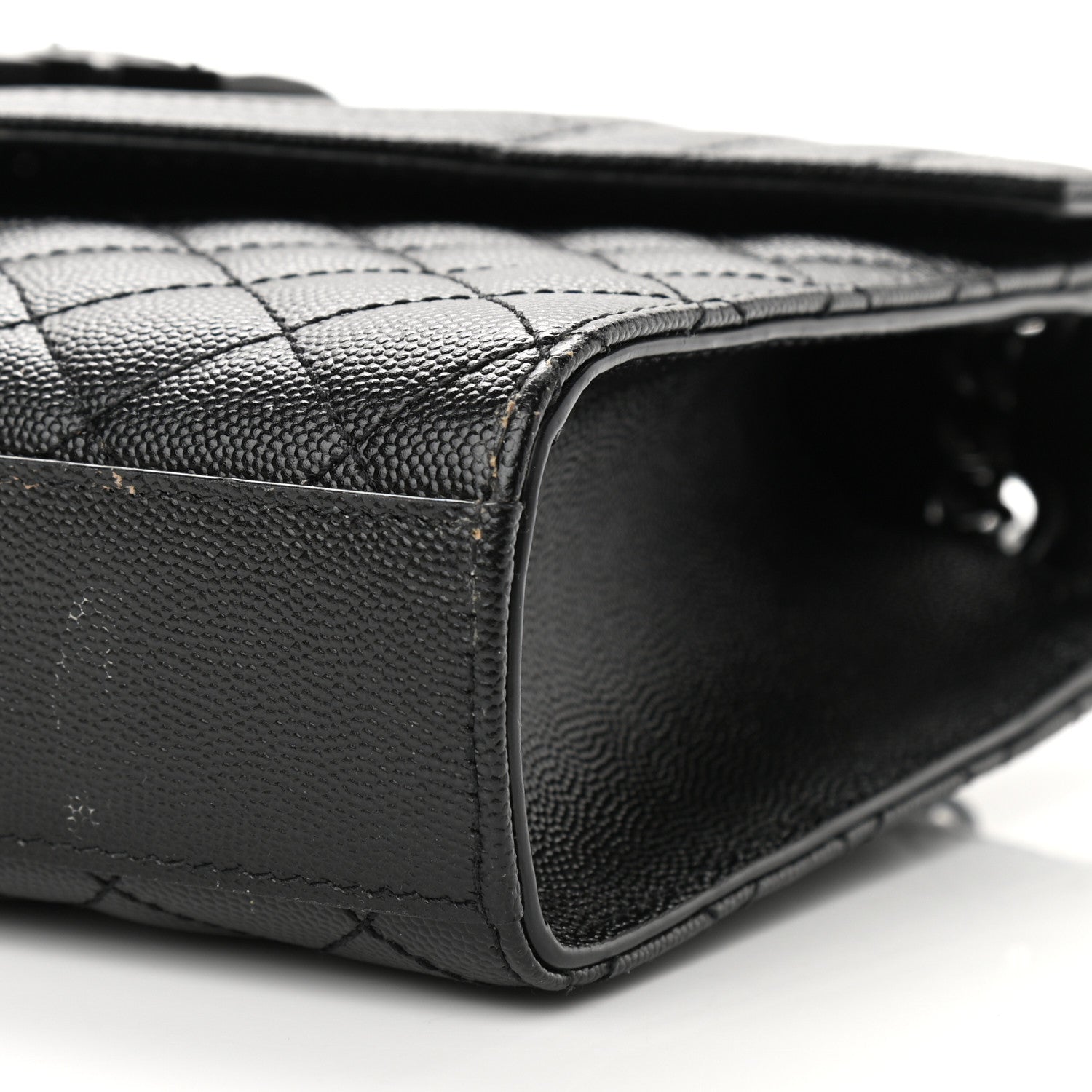 Saint Laurent Grain De Poudre Textured Mixed Matelasse Triquilt Medium Monogram Satchel Black 10 of 12