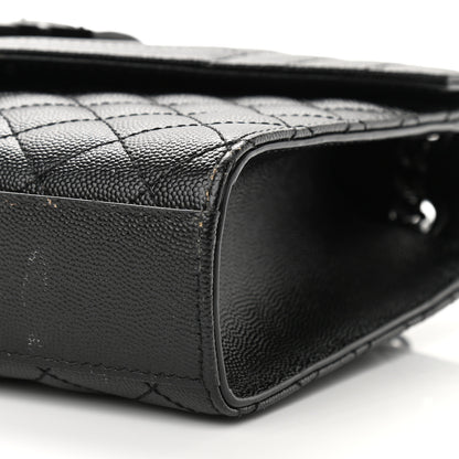 Saint Laurent Grain De Poudre Textured Mixed Matelasse Triquilt Medium Monogram Satchel Black 10 of 12