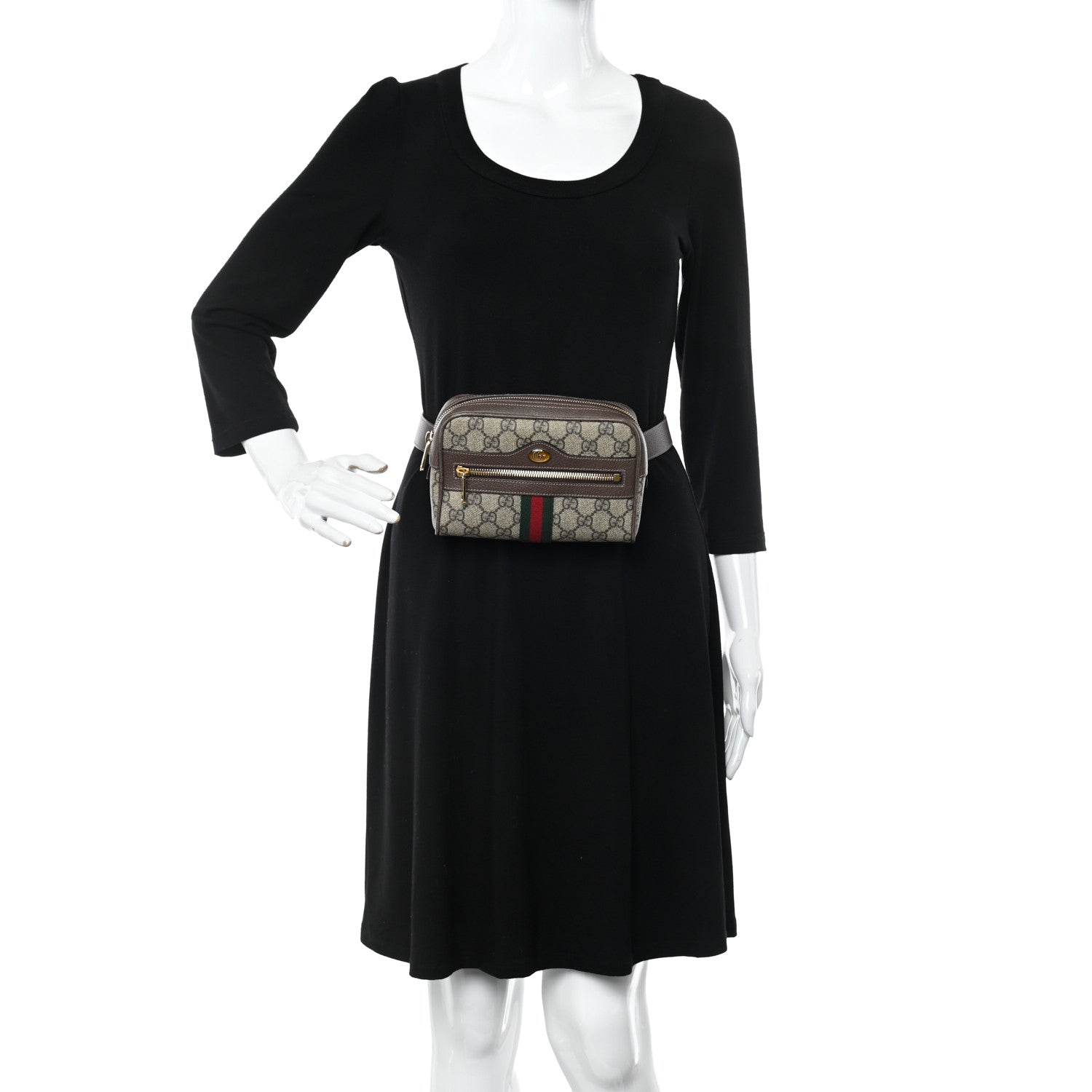 Gucci GG Supreme Monogram Web Small Ophidia Belt Bag 95 38 Dark Brown 2 of 10
