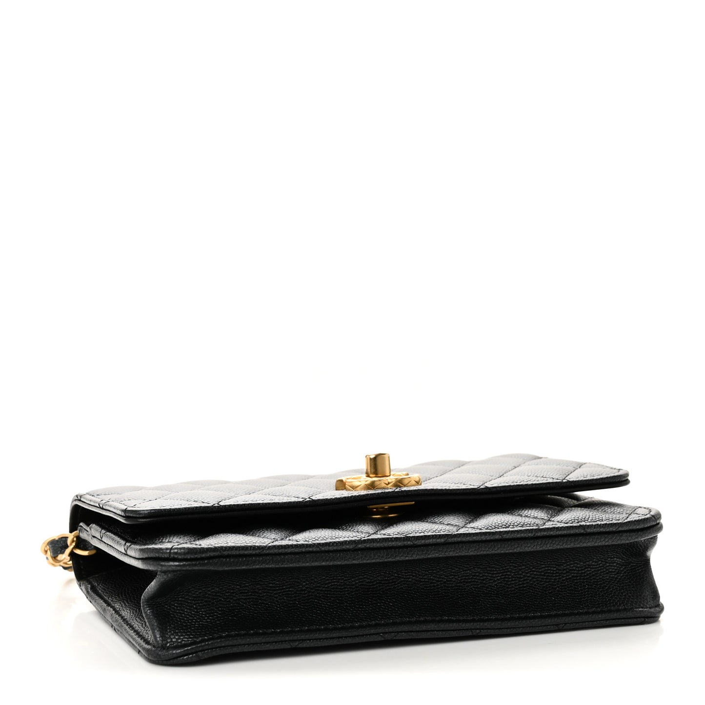 Pearly Caviar Quilted Fit For You Wallet On Chain WOC Black