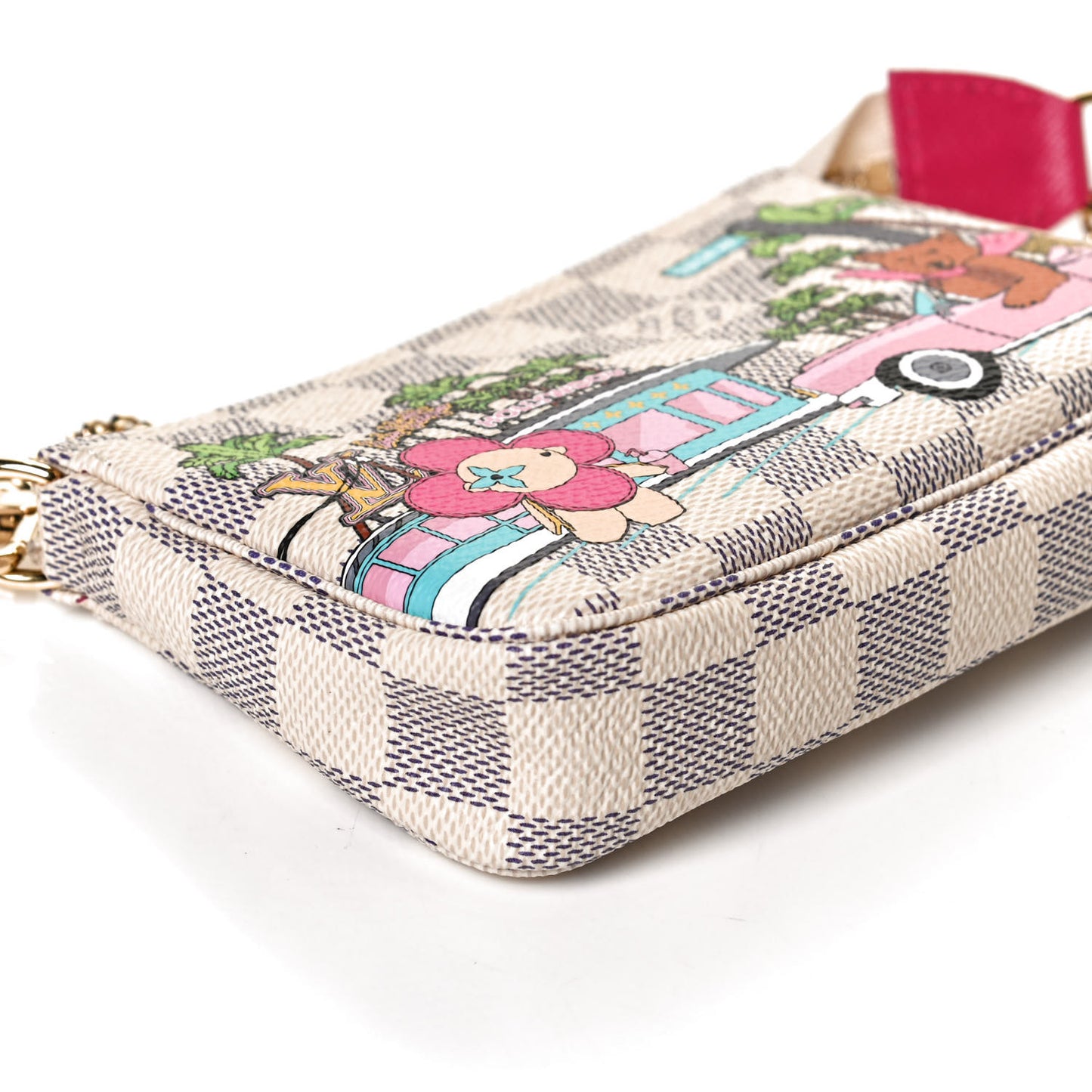Damier Azur 2021 Christmas Animation Hollywood Mini Pochette Accessories Fuchsia