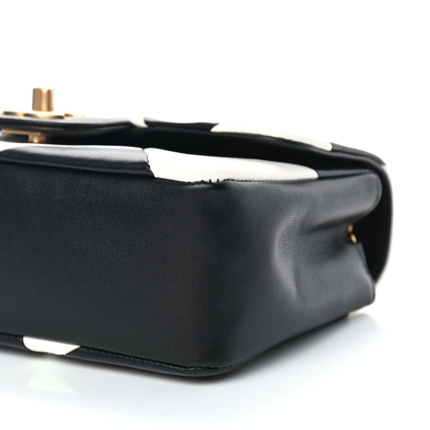 Lambskin Geometric Patchwork Mini Flap Black White