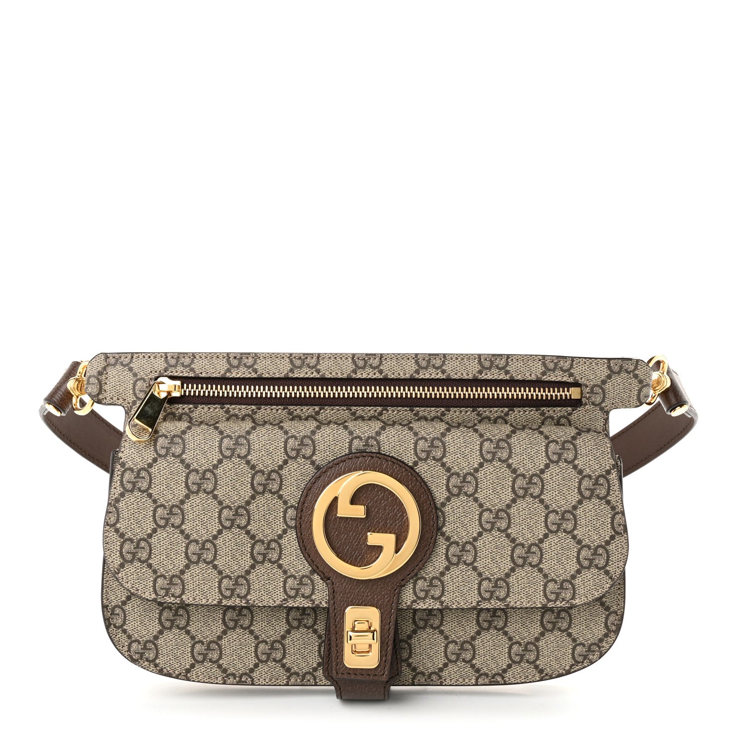Gucci GG Supreme Monogram Textured Dollar Calfskin Blondie Belt Bag Beige Ebony New Acero 1 of 10