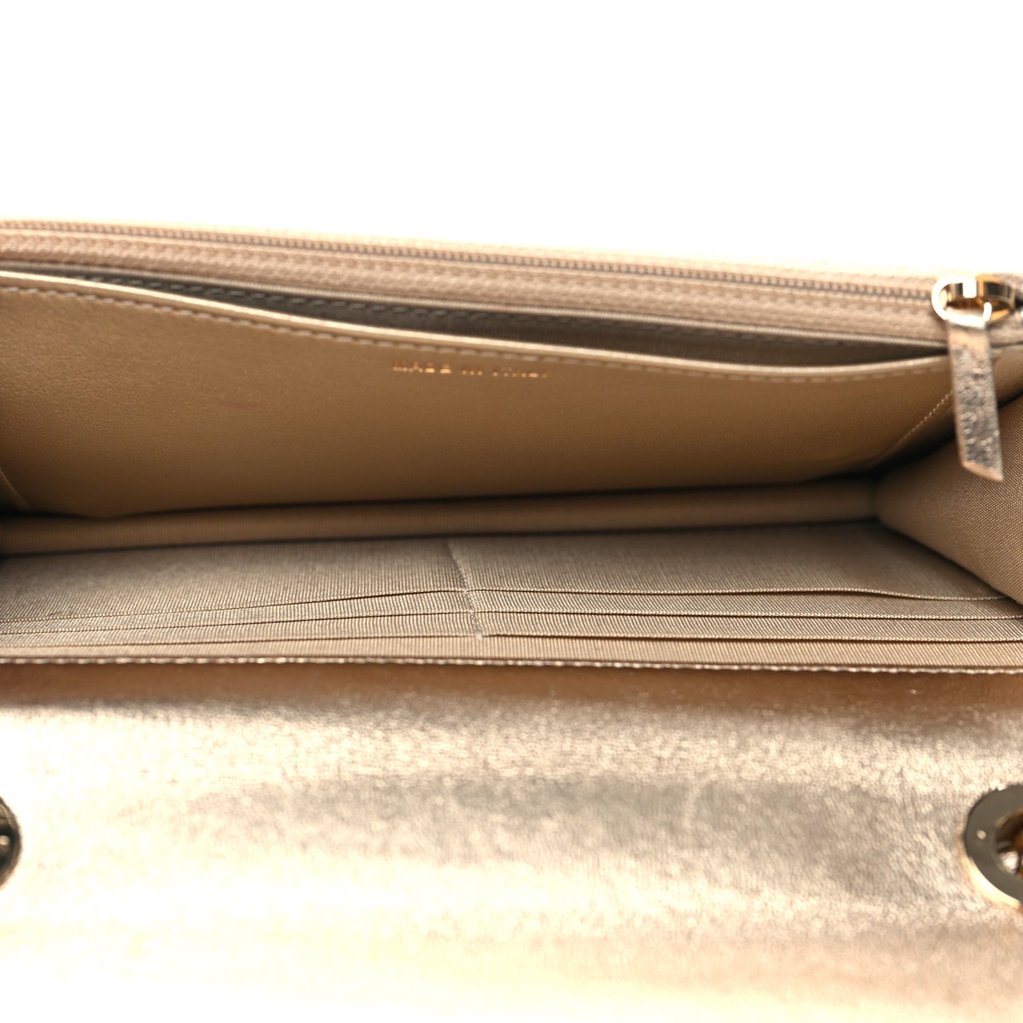 Metallic Lambskin Quilted Trendy CC Wallet On Chain WOC Gold