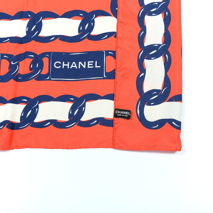 Chanel Silk CC Chain Square Scarf Red 4 of 4