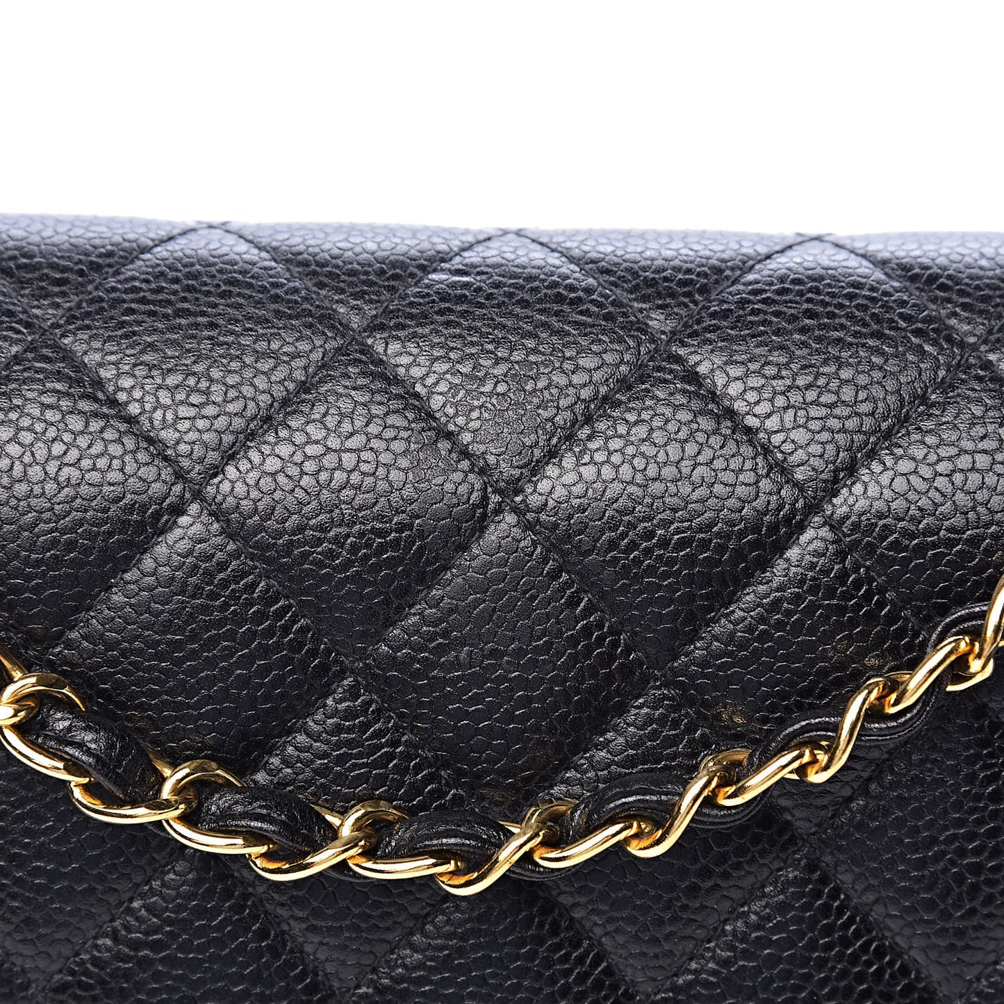 Caviar Quilted Medium Double Flap Black