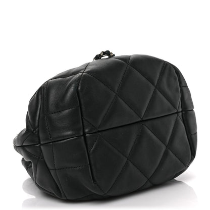Chanel Lambskin Quilted CC Dweller Drawstring Bucket Bag Black 4 of 8