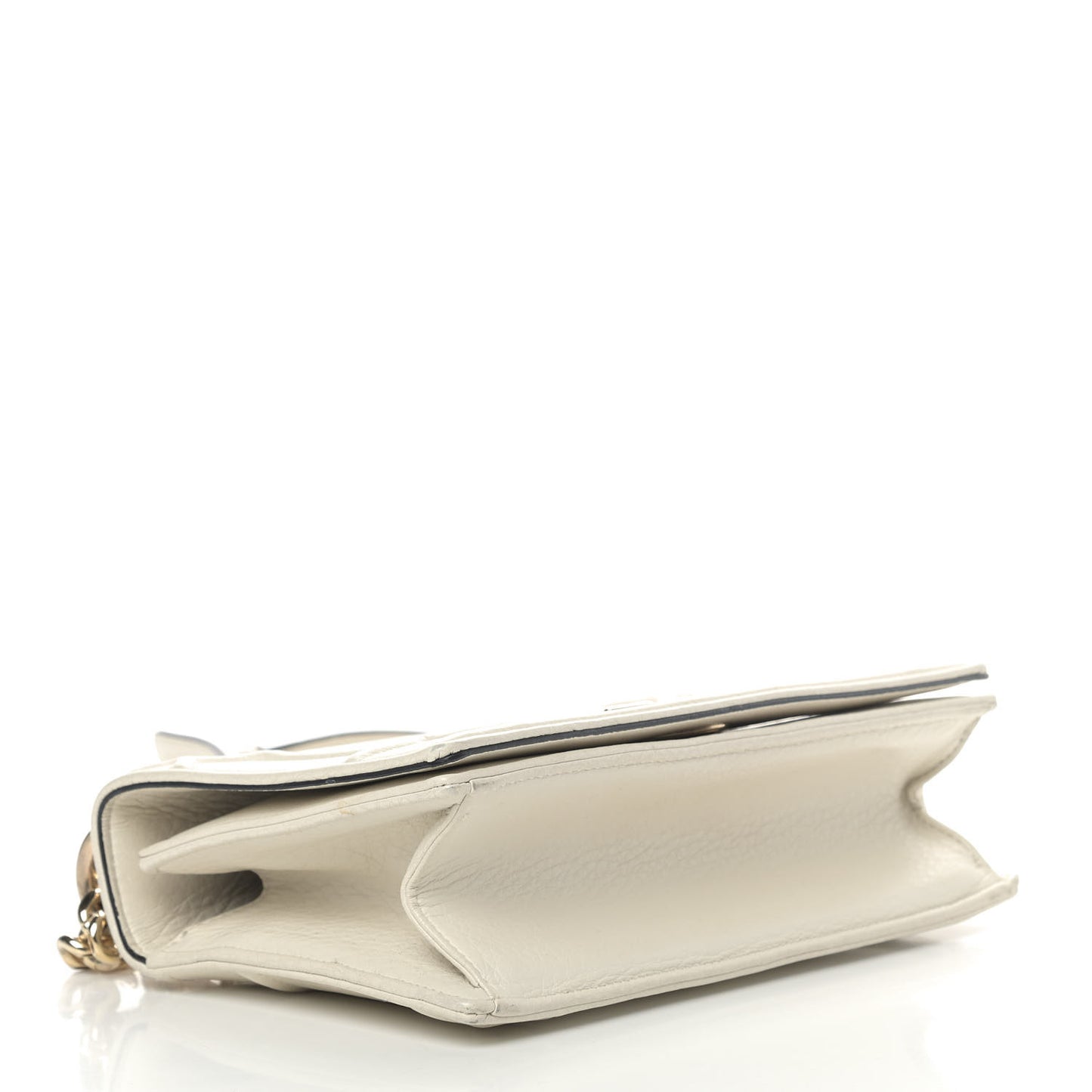 Grained Calfskin Small Diorama Flap Bag Off White