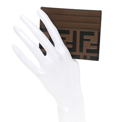 Fendi Vitello Soft Bi-Color FF 1974 Embossed Card Holder Maya Black 2 of 10