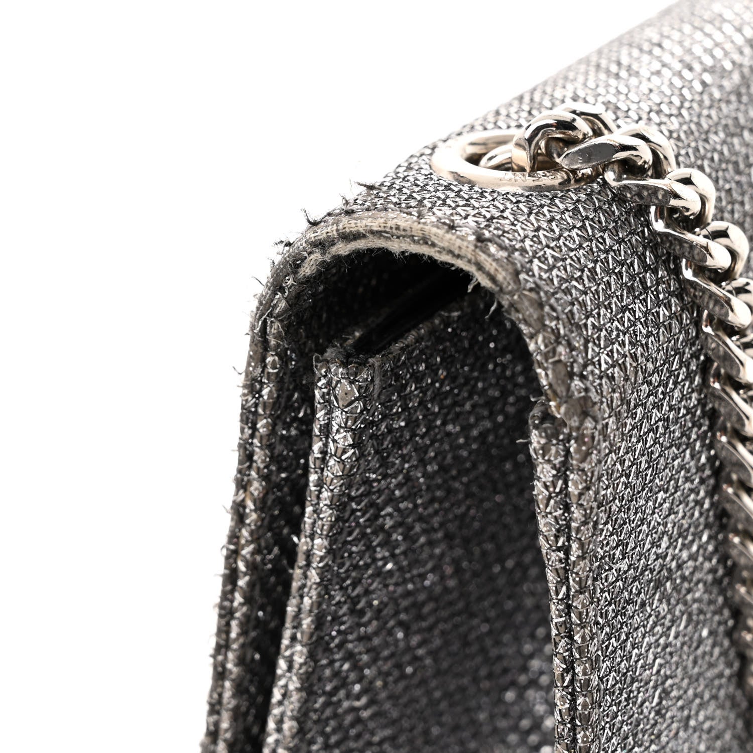 Saint Laurent Metallic Canvas Woven Medium Classic Monogram Kate Satchel Silver 12 of 13