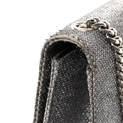 Saint Laurent Metallic Canvas Woven Medium Classic Monogram Kate Satchel Silver 12 of 13