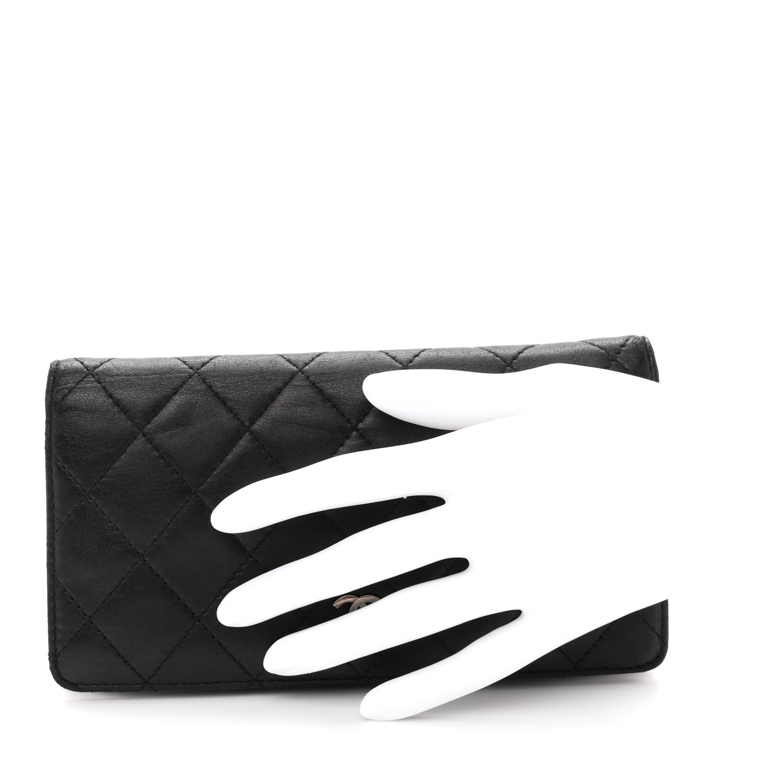Chanel Lambskin Quilted Yen Wallet Black 2 of 8