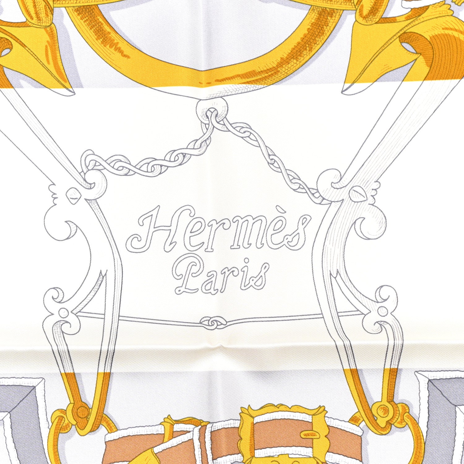 Hermes Silk L Instruction Du Roy Scarf 90 Black Gris Or 2 of 5