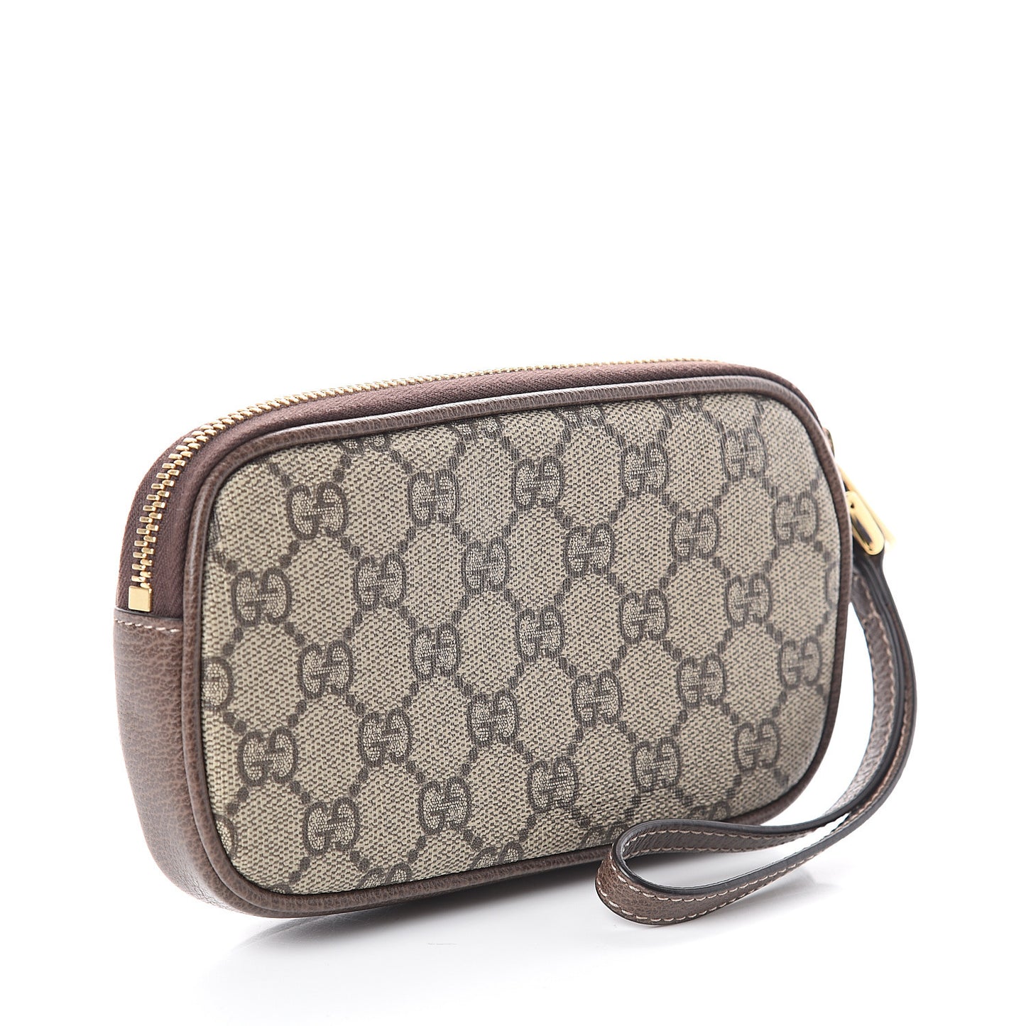GG Supreme Monogram Ophidia Phone Case Wristlet Brown
