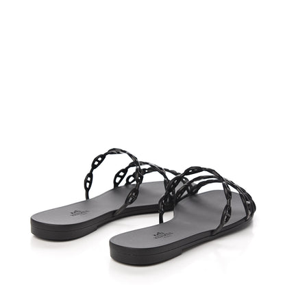 Hermes Rubber Chaine d'Ancre Rivage Sandals 39 Black 4 of 8