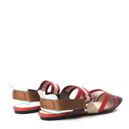 Fendi Technical Mesh FF Colibri Slingback Ballerina Flats 38 Tobacco Moro Cipria Papavero 4 of 8