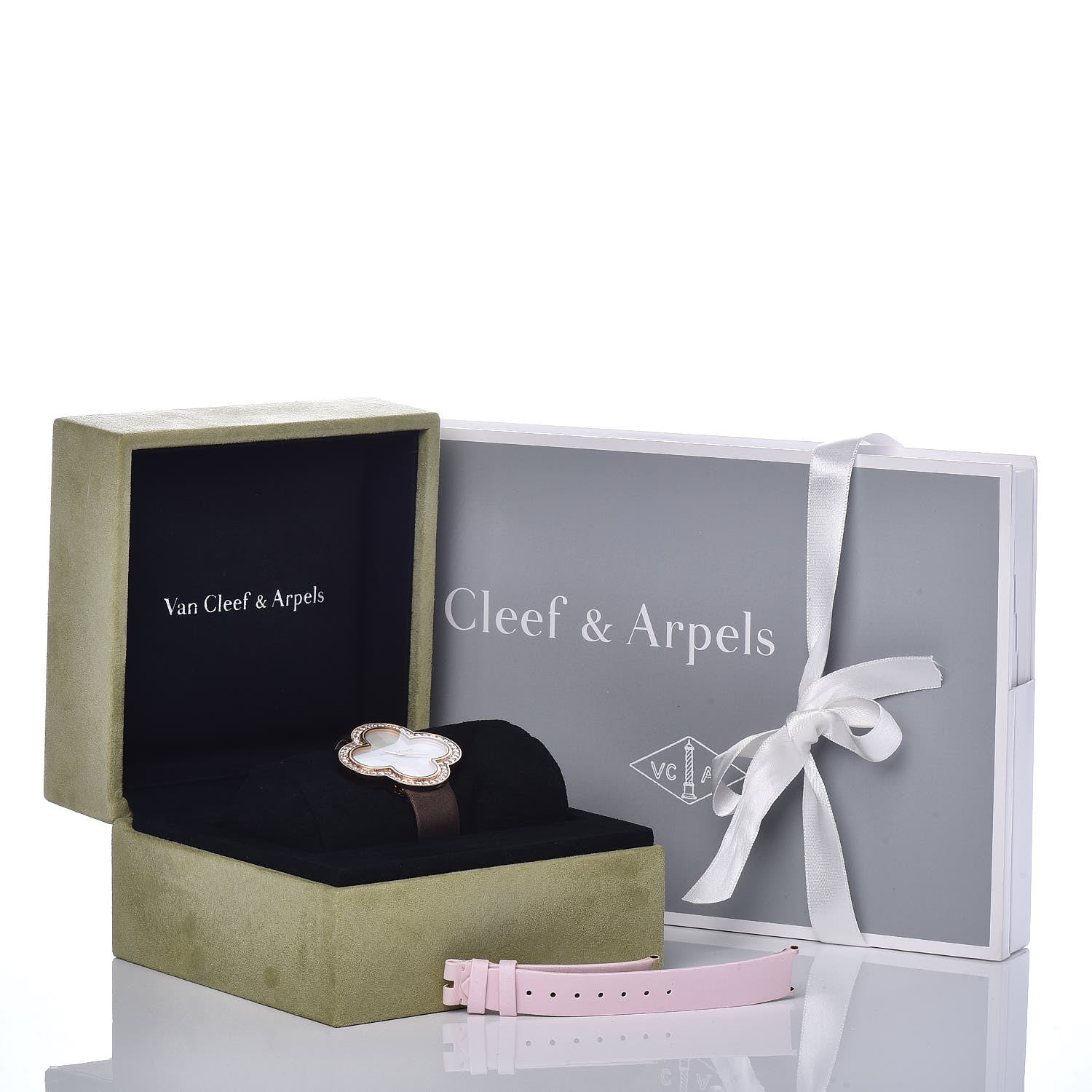 Van Cleef & Arpels 18K Rose Gold Satin Diamond Bezel Mother of Pearl 40mm Alhambra Talisman Quartz Watch 7 of 7