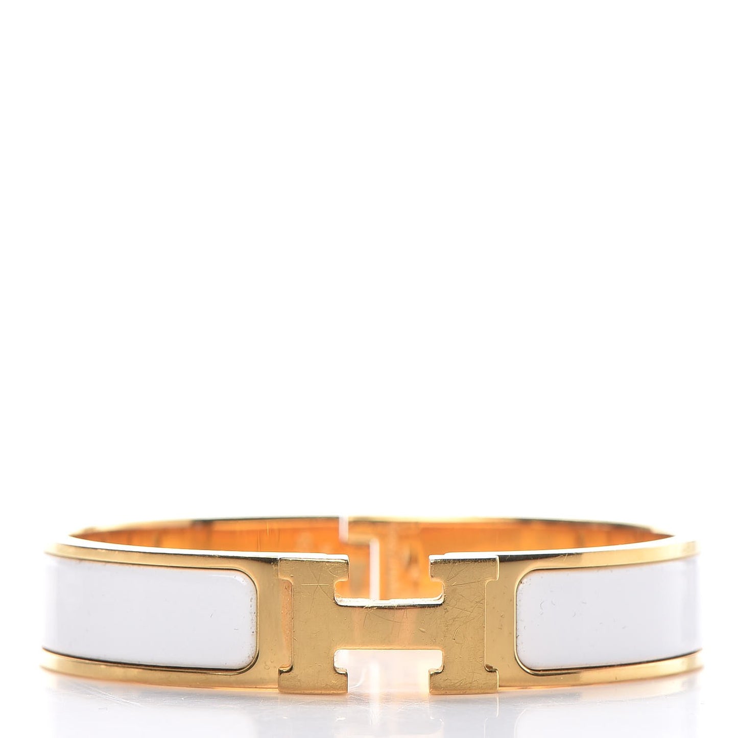Enamel Narrow Clic Clac H Bracelet PM White