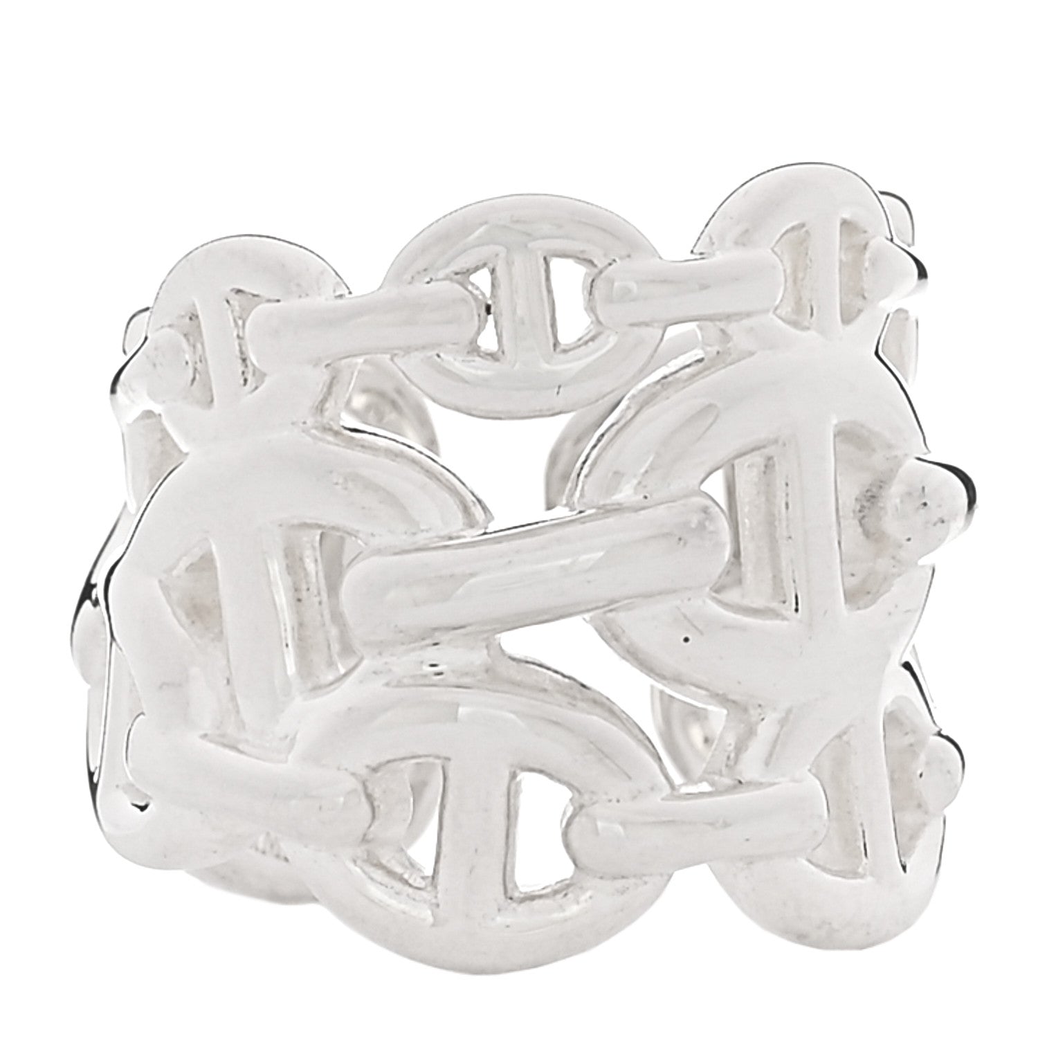 Hermes Sterling Silver GM Chaine d'ncre Enchainee Band Ring 49 5 1 of 5