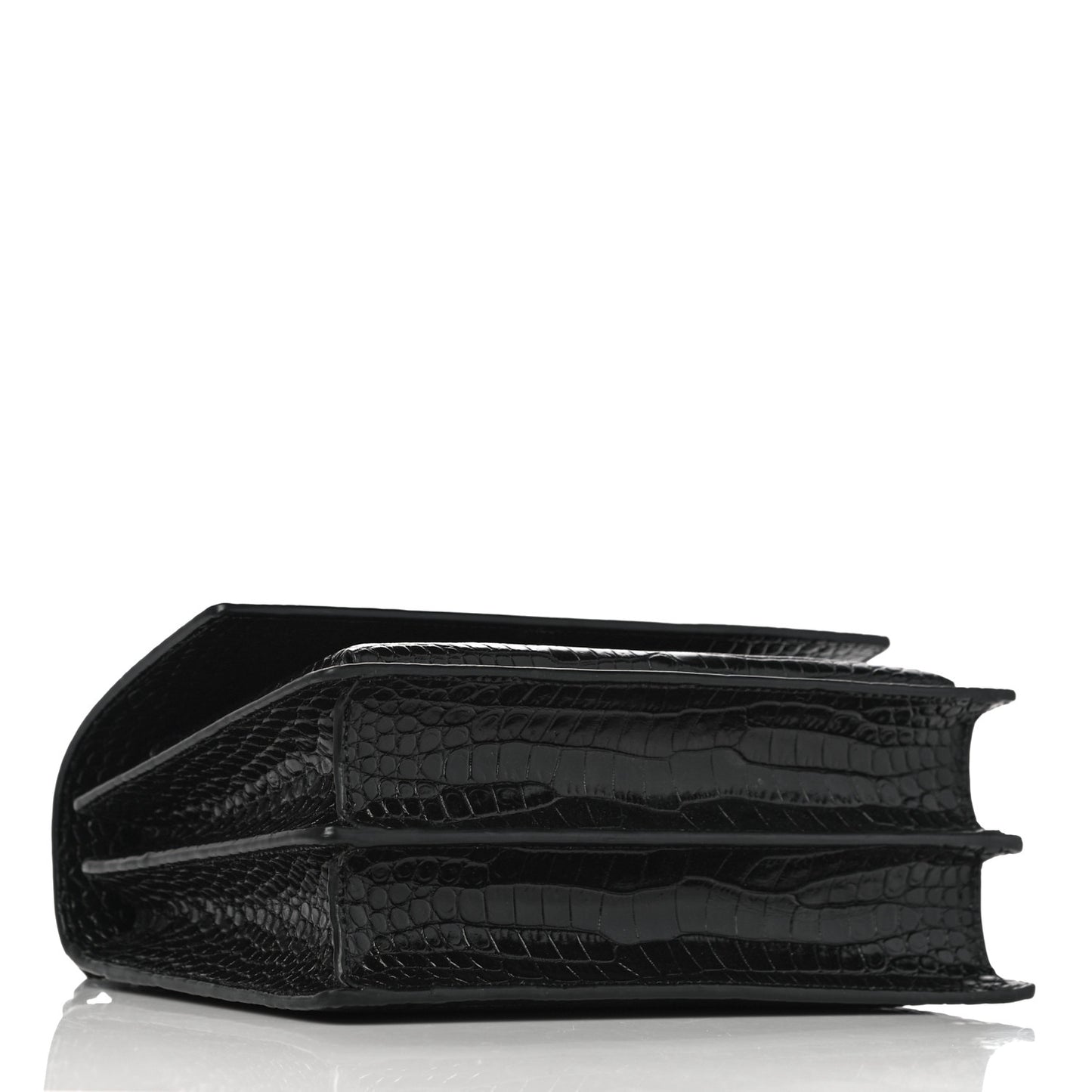 Calfskin Crocodile Embossed Medium Monochrome Monogram Sunset Black