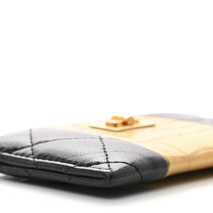Chanel Lambskin Crocodile Embossed 2.55 Reissue Card Holder Black Gold 8 of 9