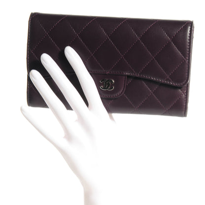 Chanel Lambskin Quilted Large Flap Wallet Plum 2 of 7