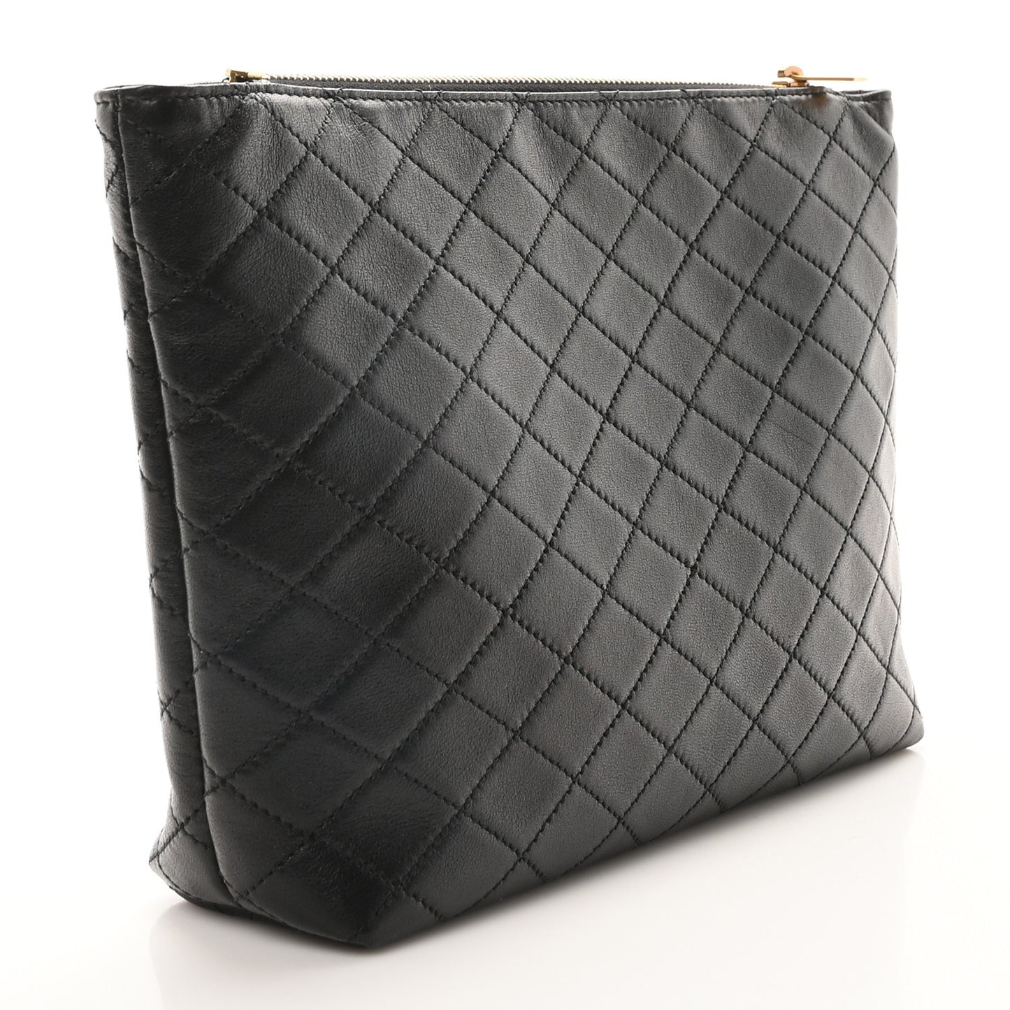 Lambskin Quilted Gaby Cosmetic Pouch Black
