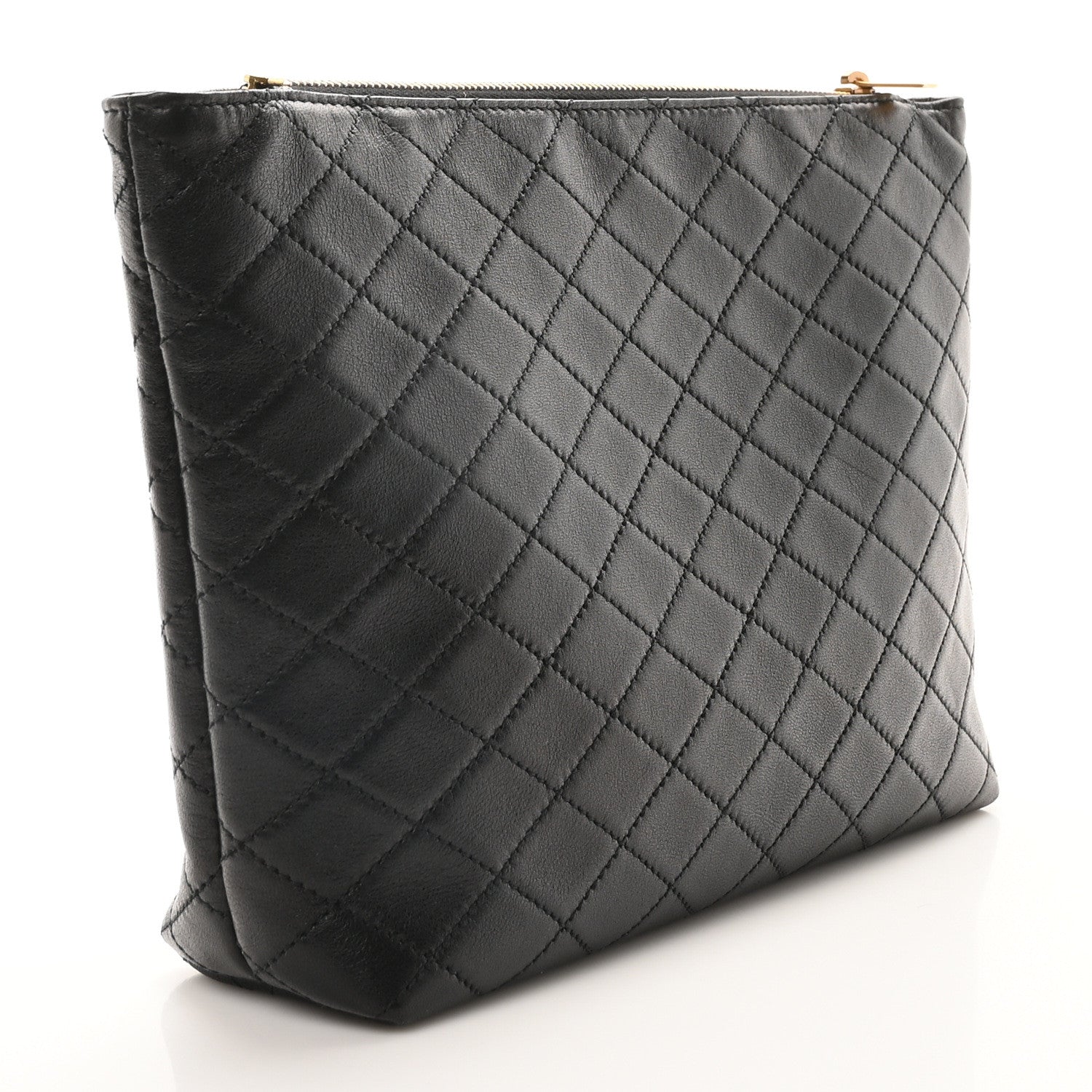 Saint Laurent Lambskin Quilted Gaby Cosmetic Pouch Black 3 of 10