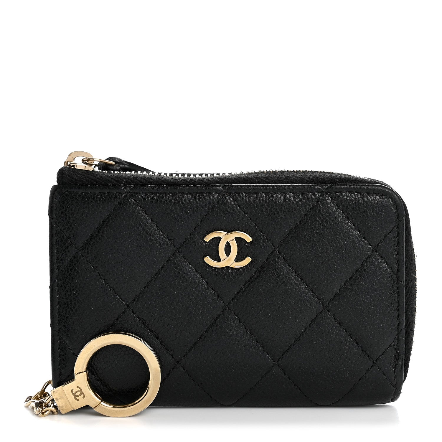 Chanel Caviar Quilted Zipped Key Holder Case Black 1 of 9