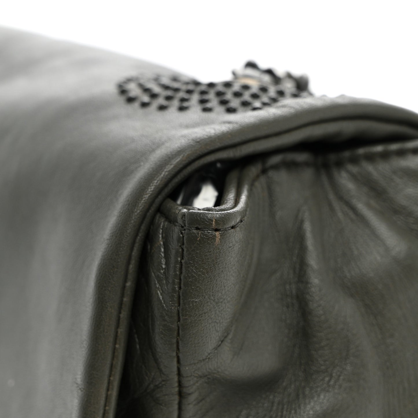 Lambskin Studded CC East West Flap Grey