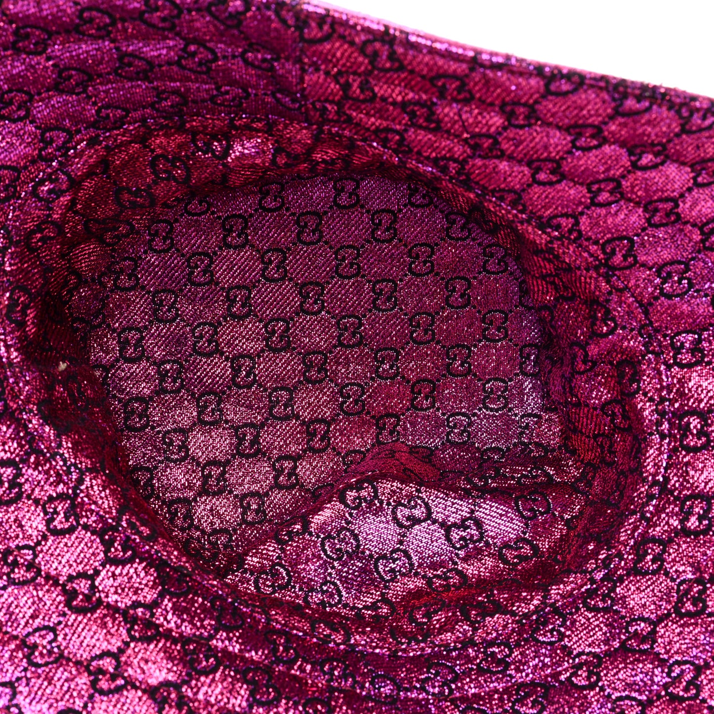 Canvas Lame GG Monogram Reversible Bucket Hat Fuxia Pink