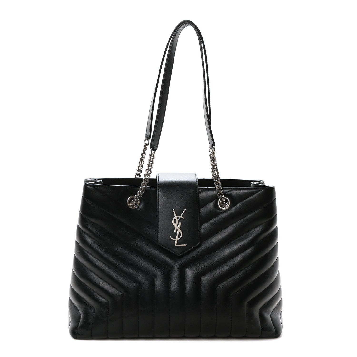Saint Laurent Calfskin Y Quilted Monogram Large Loulou Shopper Black 1 of 10