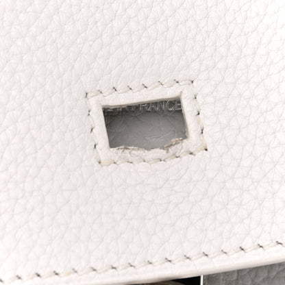 Hermes Taurillon Clemence Lizard Club Birkin 35 Blanc Gris Perle Sanguine 8 of 13
