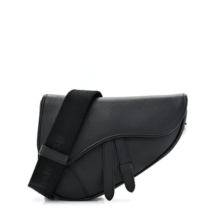 Christian Dior Grained Calfskin Mens Mini Saddle Bag Black 1 of 10