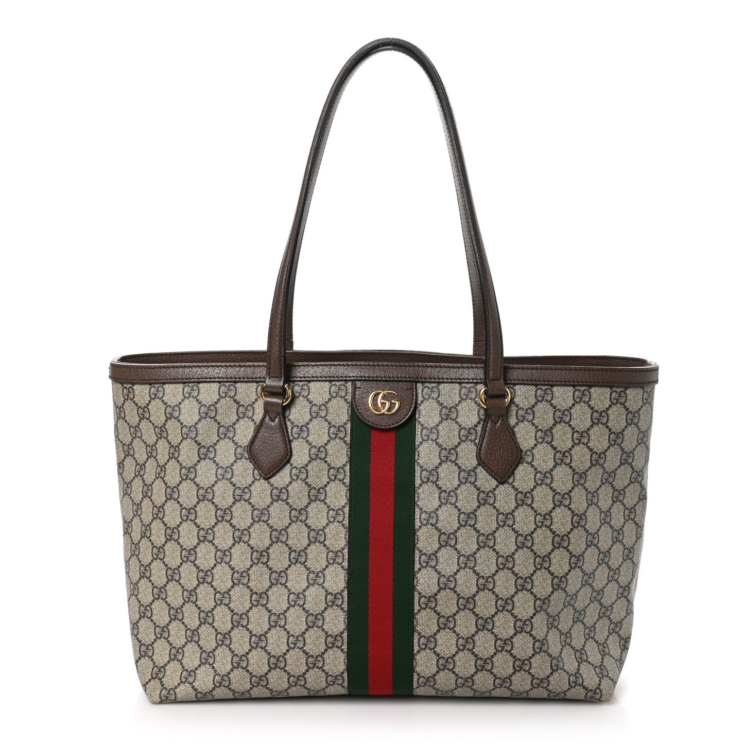 GG Supreme Monogram Medium Ophidia Shopping Tote Brown