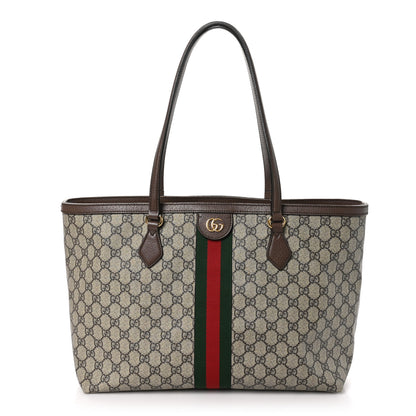 Gucci GG Supreme Monogram Medium Ophidia Shopping Tote Brown 1 of 14