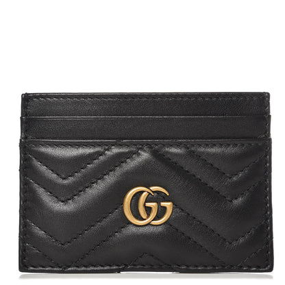Gucci Calfskin Matelasse GG Marmont Card Holder Black 1 of 7