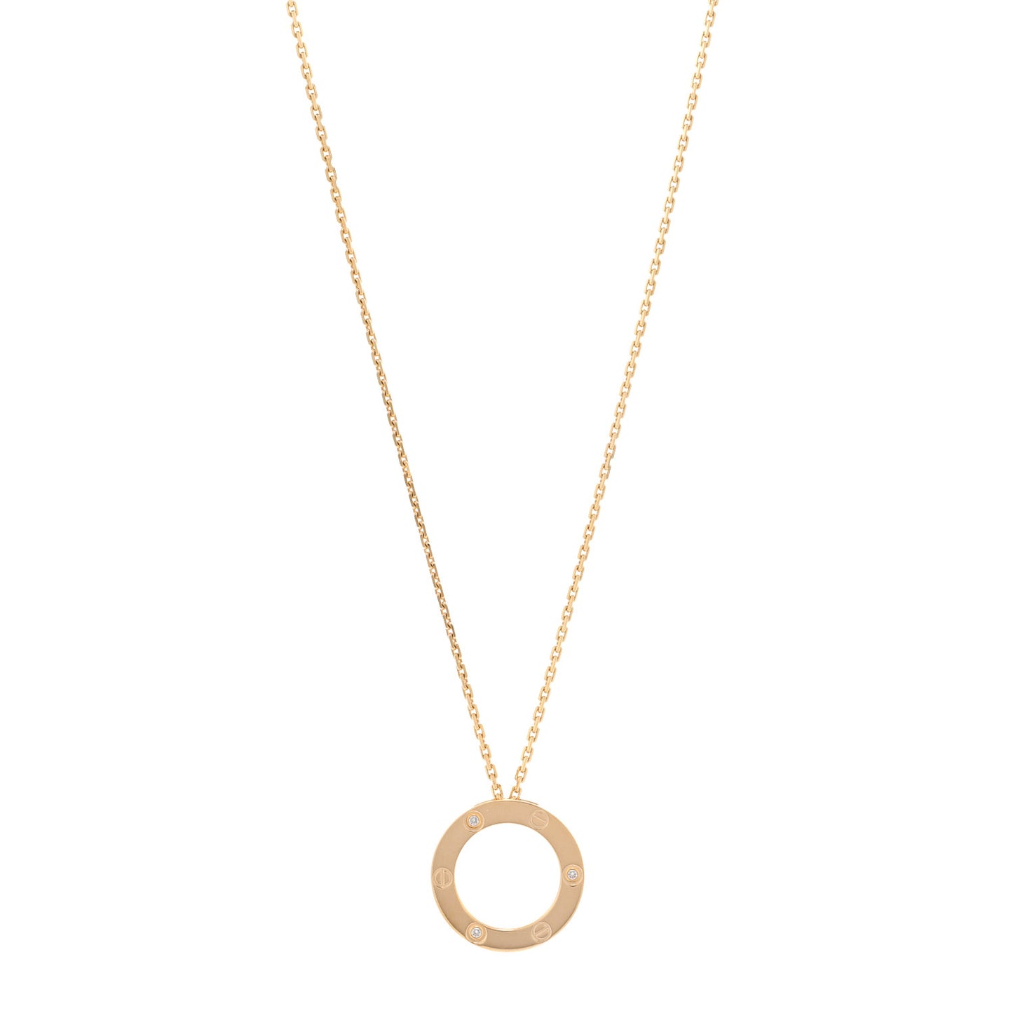 18K Yellow Gold 3 Diamonds LOVE Pendant Necklace