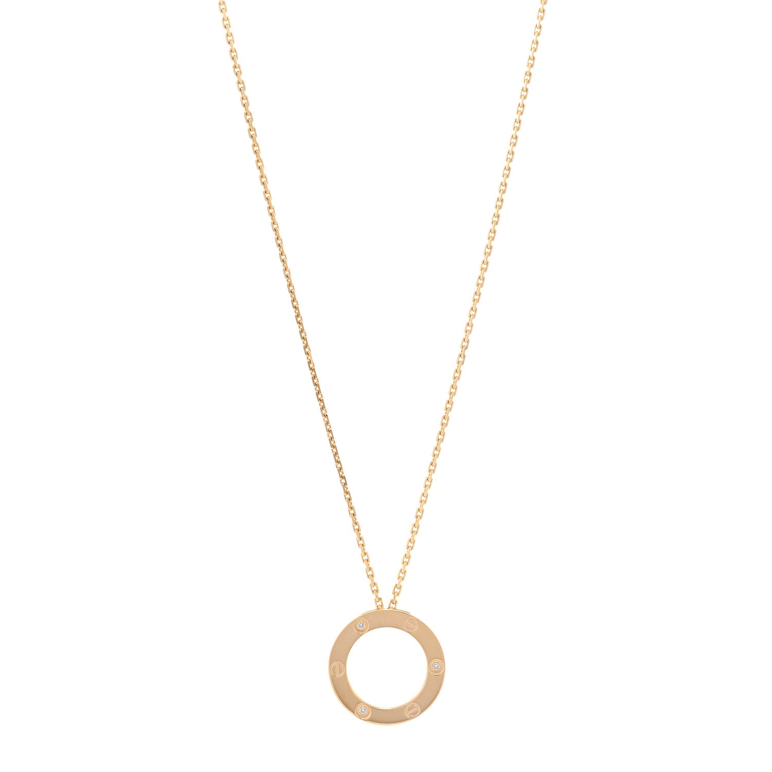 Cartier 18K Yellow Gold 3 Diamonds LOVE Pendant Necklace 1 of 6